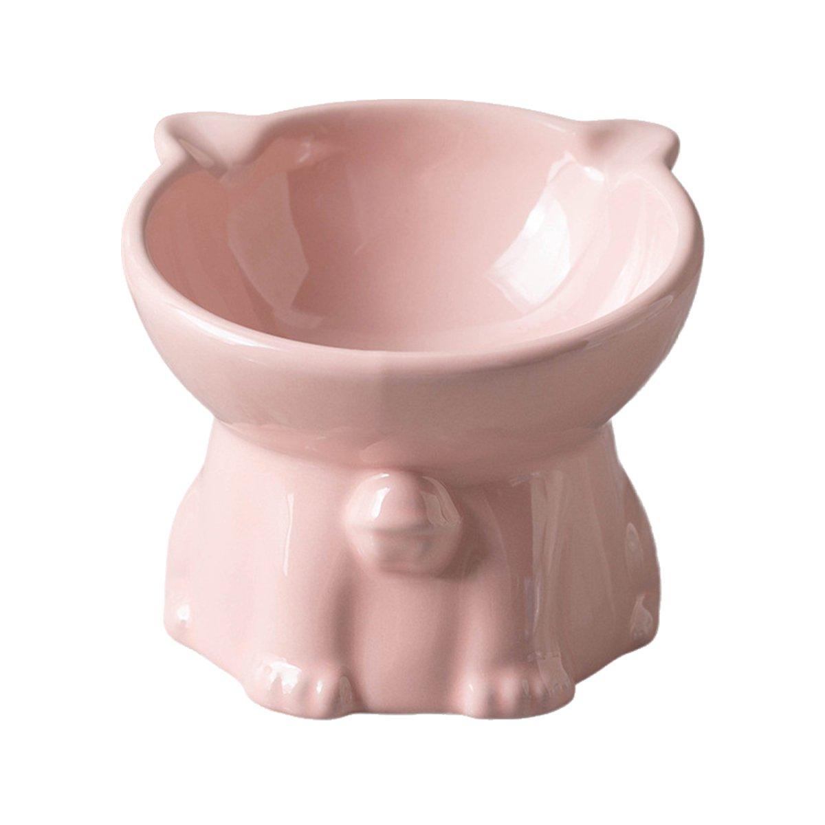 Ceramic Cat Bowl Cute Tall Raised Cat Food Bowl for Pets Eating Comfortably - Black