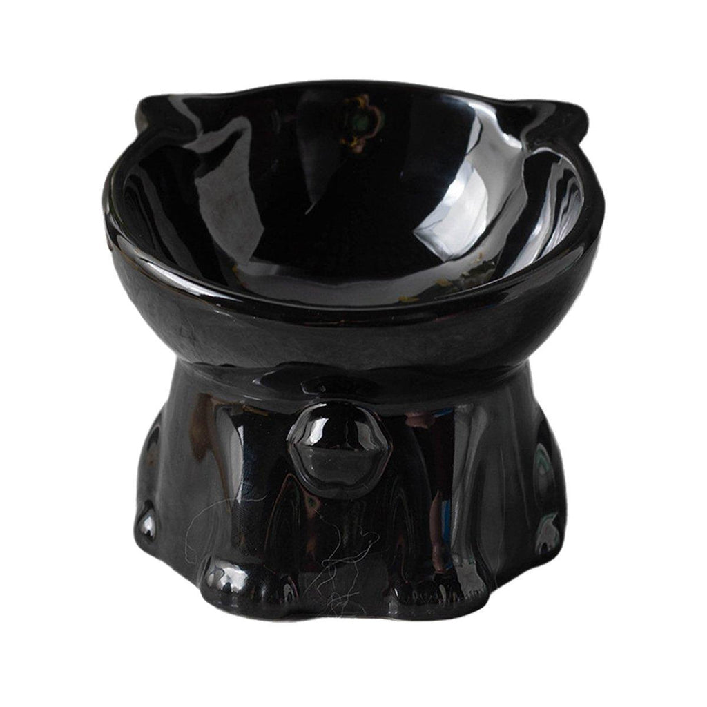 Ceramic Cat Bowl Cute Tall Raised Cat Food Bowl for Pets Eating Comfortably - Pink