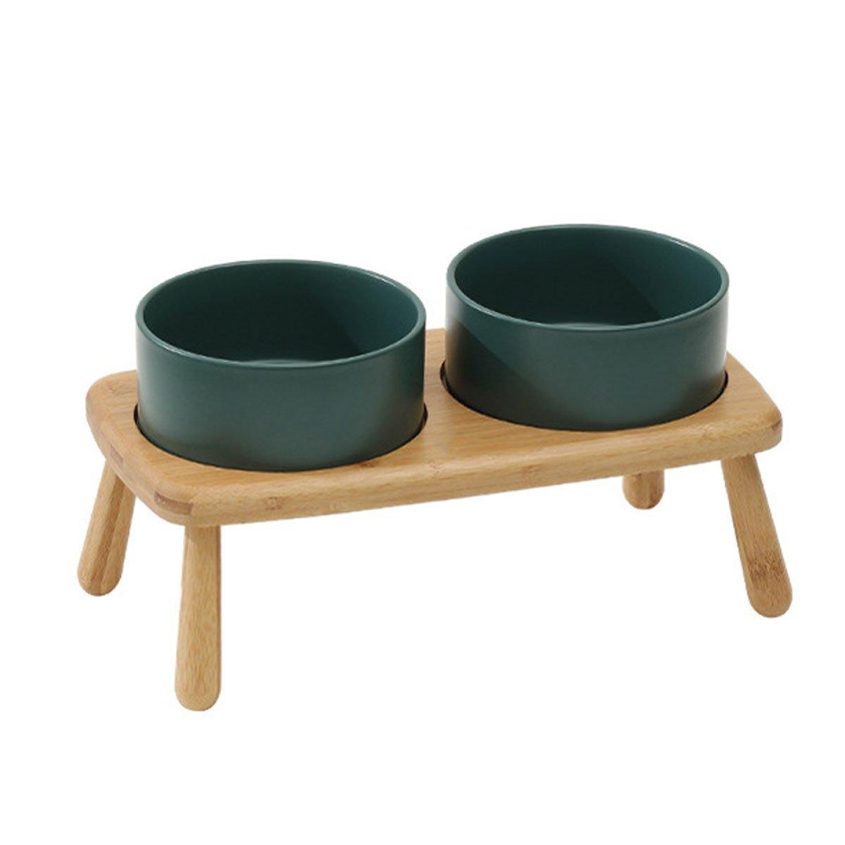 Ceramic Elevated Dog Bowl Anti-Slip Double Bowl for Small Medium Large Dogs - Grey
