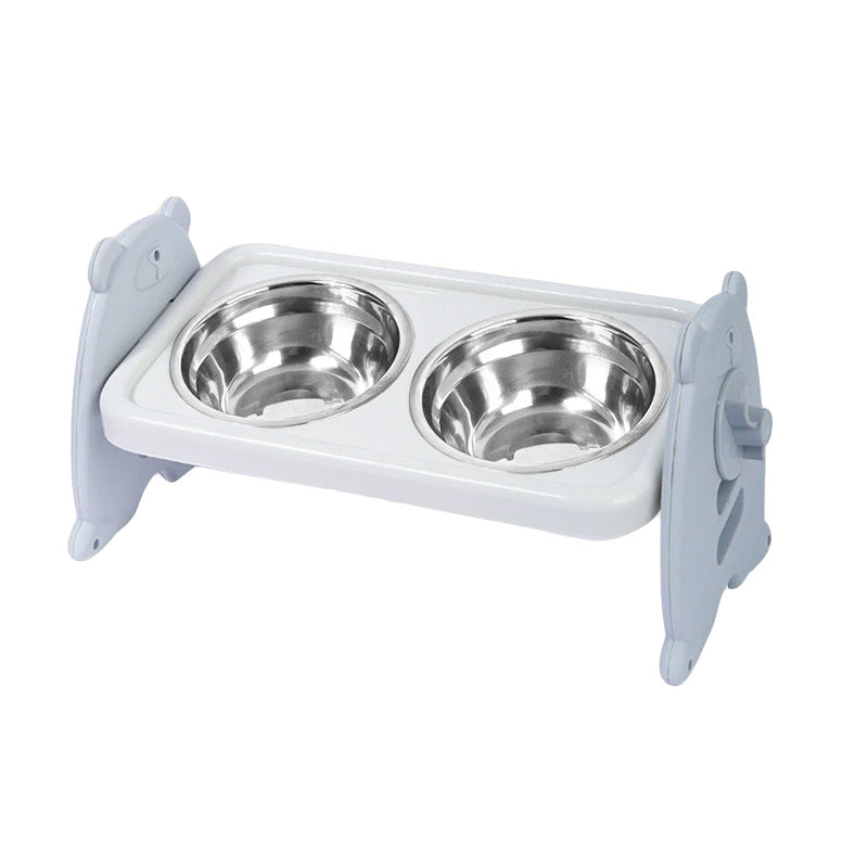 Double Pet Feeding Bowls Stainless Steel Non Slip Cat Dog Water Bowl Food Dish - Orange