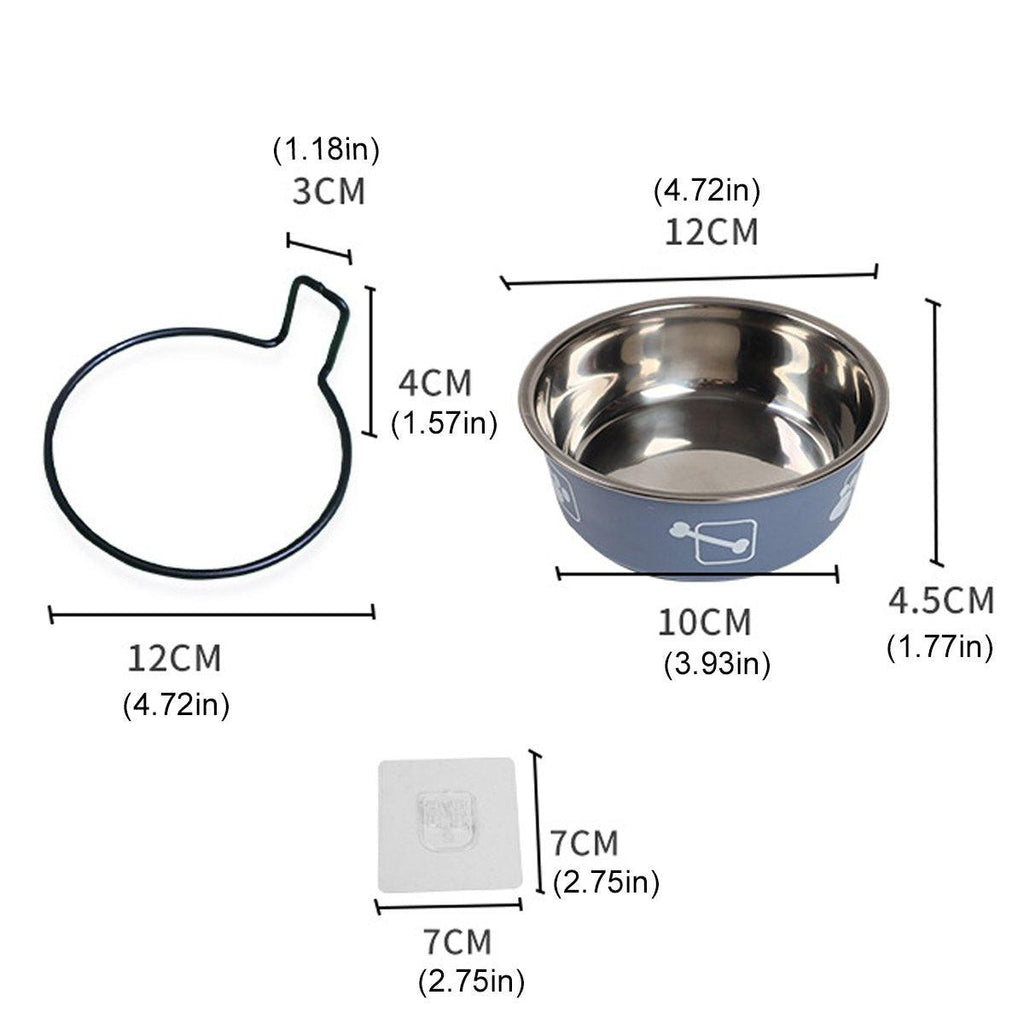 Stainless Steel Pet Bowl Hanging Cat Food Water Bowl Durable for Dogs and Cats - Red-14cm