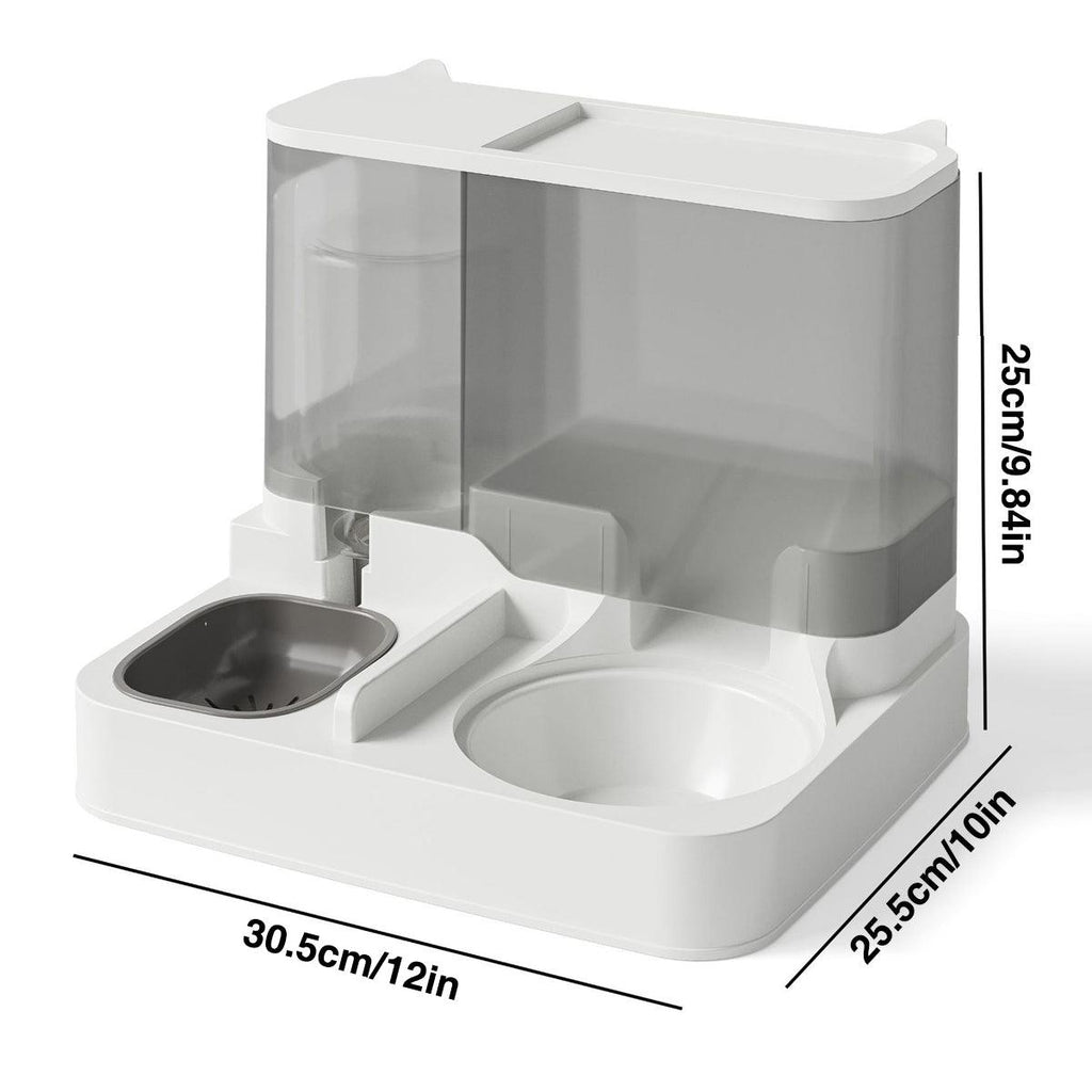 Automatic Cat Feeder Water Dispenser All in One Plastic Bowl for Cats and Dogs - Grey