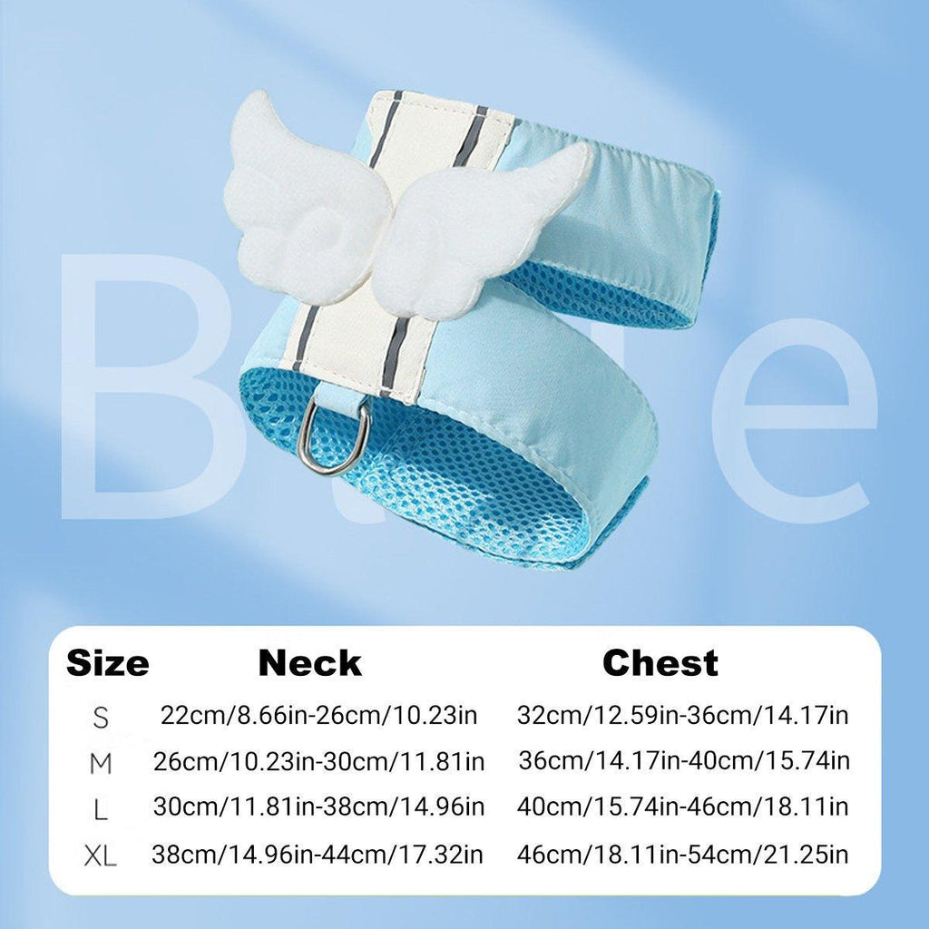 Pet Angel Wings Dog Vest Leash Cat Harness Anti-Break Walking Dog Leash Set - Blue-S