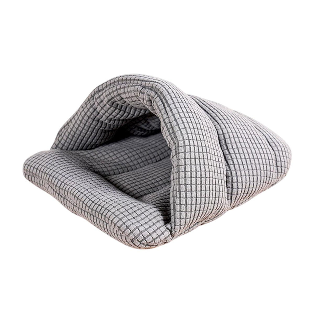 Pet Kennel Sleeping Bag Semi Enclosed Bed for Small Animals Cats and Puppies - Grey