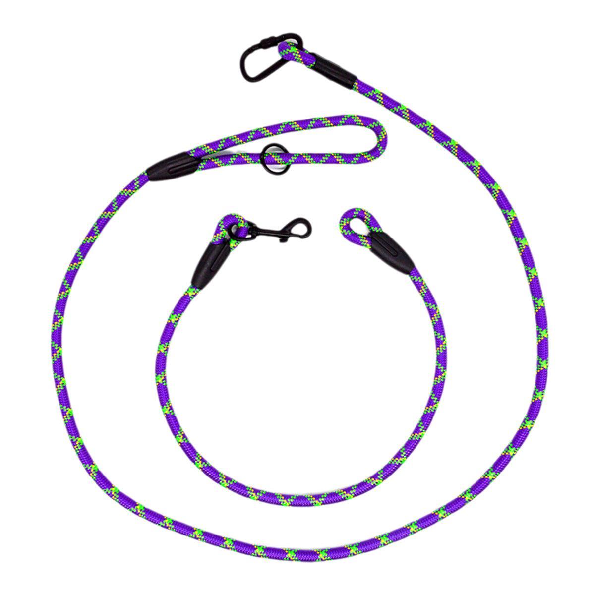 Adjustable Diagonal Dog Walking Leash Hands Free Crossbody Pet Lead Dogs - Purple