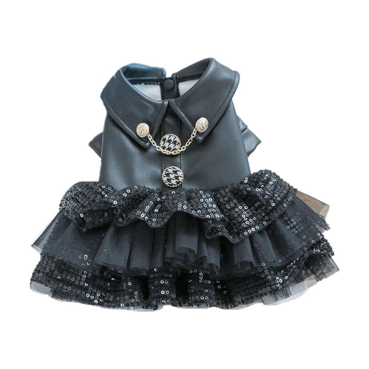 Pet Dog Cat Clothes Autumn Winter Fashion Sequin Small Leather Skirt Outfit - S