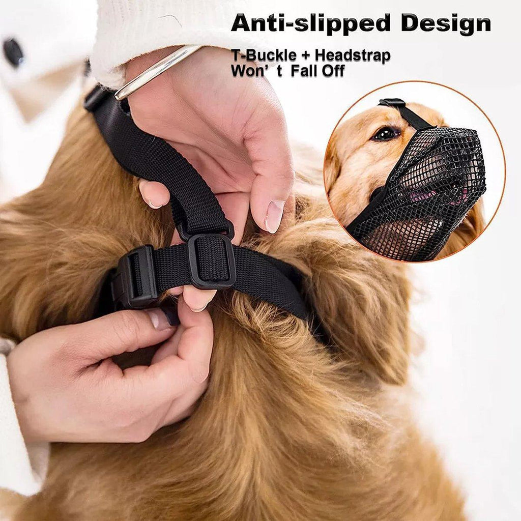 2PCS Adjustable Mesh Pet Dog Muzzle Mask Mouth Cover No Bite Strap Mouth Cover - Grey-XS