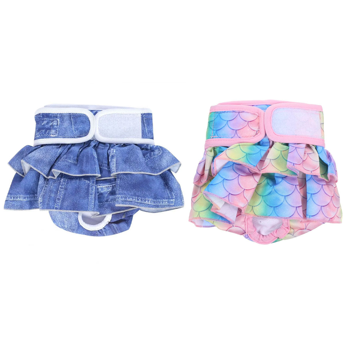 Pet Dog Diapers Female Pants Soft Breathable Underwear Reusable Sanitary Briefs - Denim Print - S