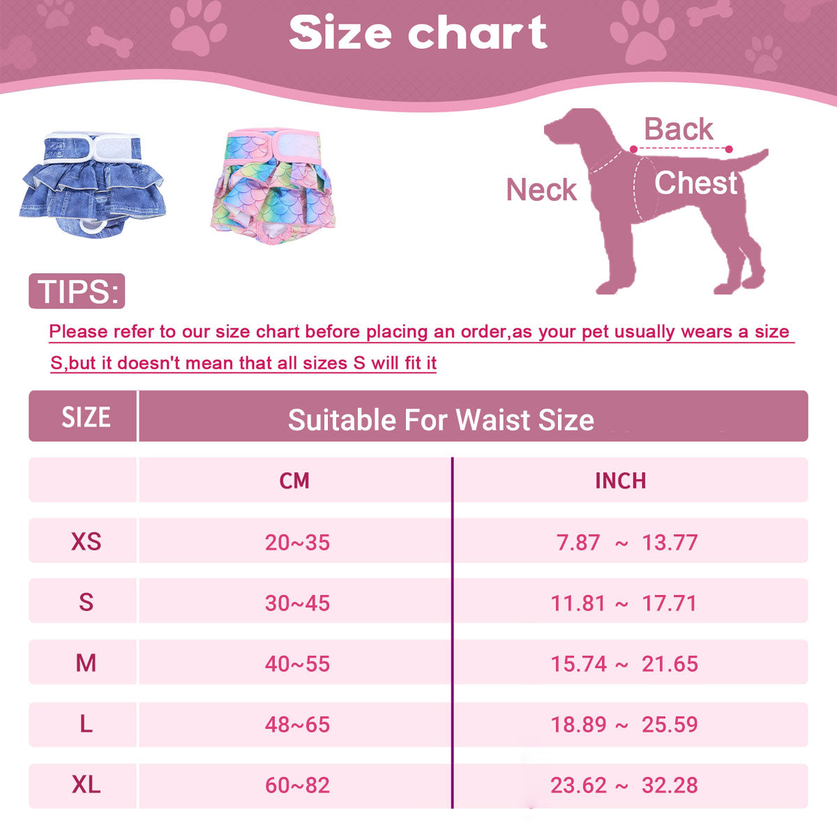 Pet Dog Diapers Female Pants Soft Breathable Underwear Reusable Sanitary Briefs - Denim Print - S