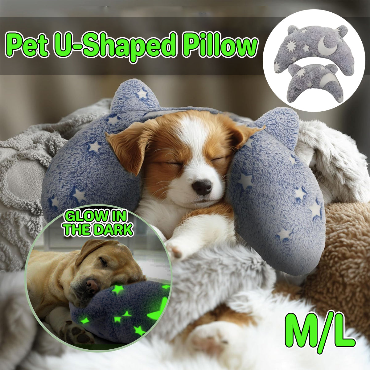 Cervical Vertebrae Protection Pet Pillow U-shaped Dog Backrest Cushion For Sleep - L