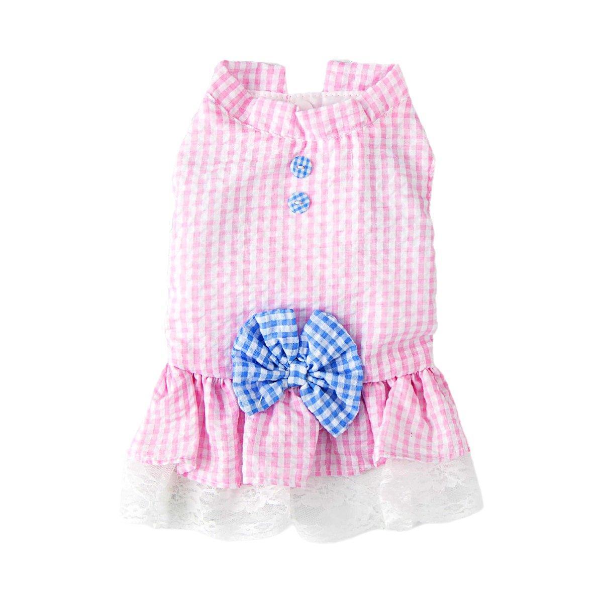 Cute Small Dog Dress Puppy Clothing Pet Apparel for Summer Fashion Outfit - Pink - M