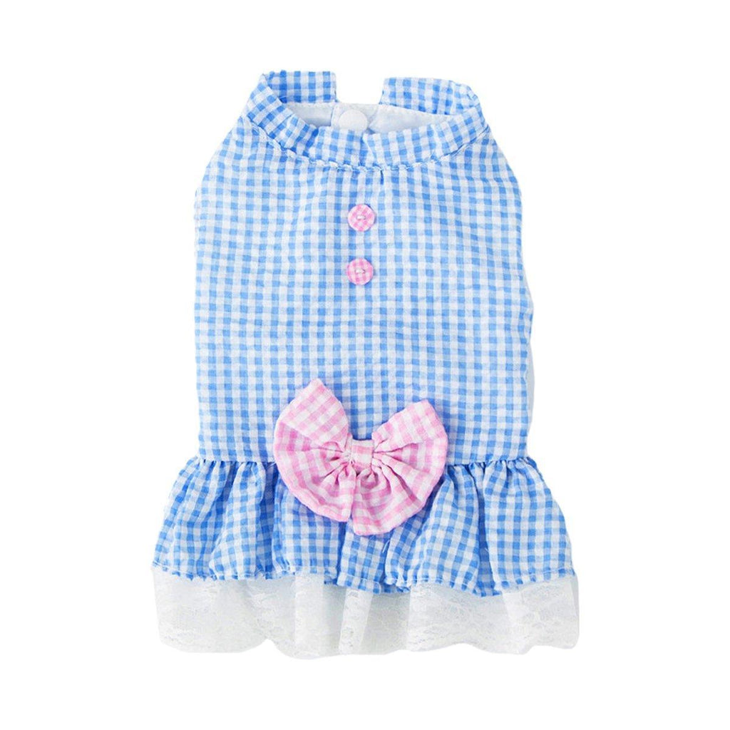 Cute Small Dog Dress Puppy Clothing Pet Apparel for Summer Fashion Outfit - Blue - S