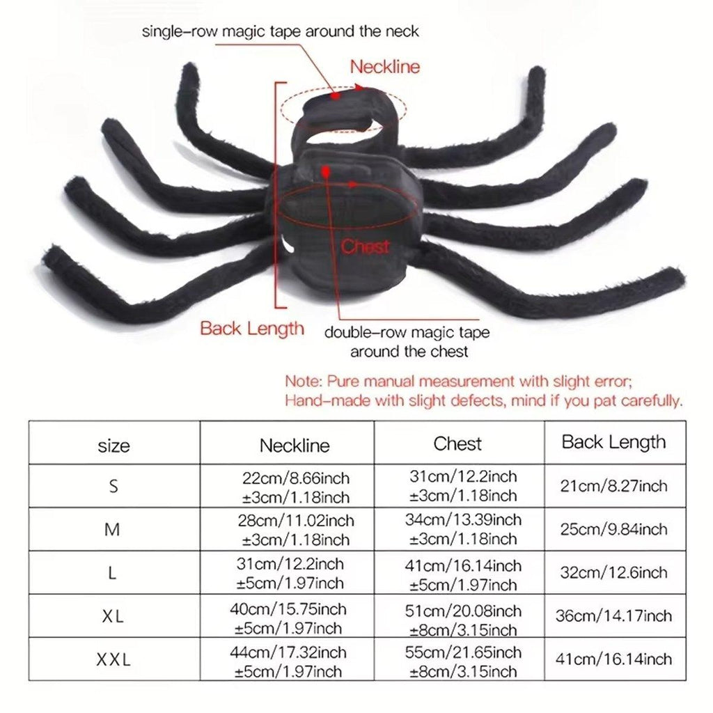 Pet Spooky Big Spider Halloween Costume Dress Up for Dogs Cats and Small Pets - L