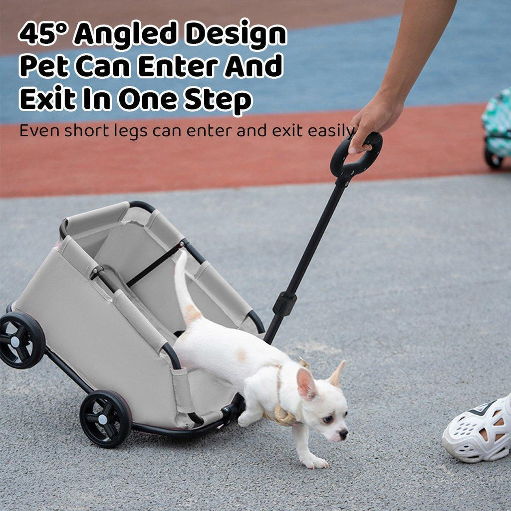 Pet Stroller Dog Cat Carrier Cart Travel Foldable Puppy Trolley Travel Outing - Black