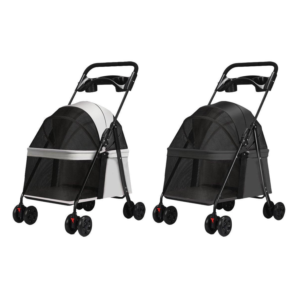 Lightweight Pet Stroller for Cats and Small Dogs Easy Fold Portable Travel Use - Grey