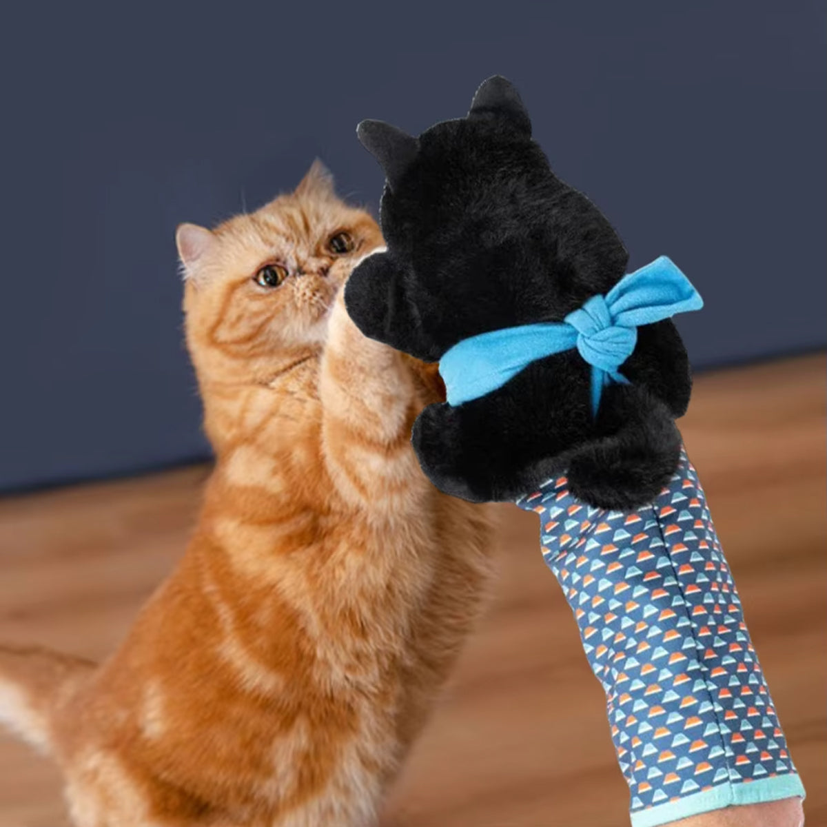 Wrestler Cat Interactive Hand Puppet Kitten Toy Pet Play Plush Puppet For Cats