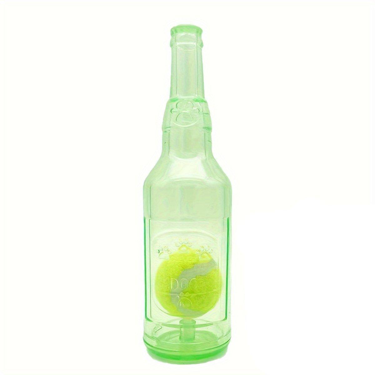 Durable Pet Teething Resistant Tennis Ball Wine Bottle Chew Toy for Dogs Play - Green-S