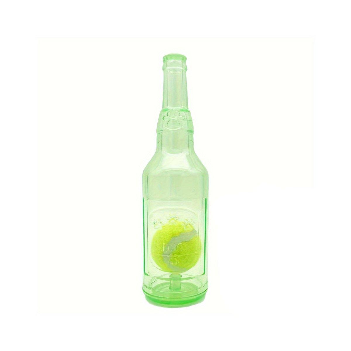 Durable Pet Teething Resistant Tennis Ball Wine Bottle Chew Toy for Dogs Play - Red-L