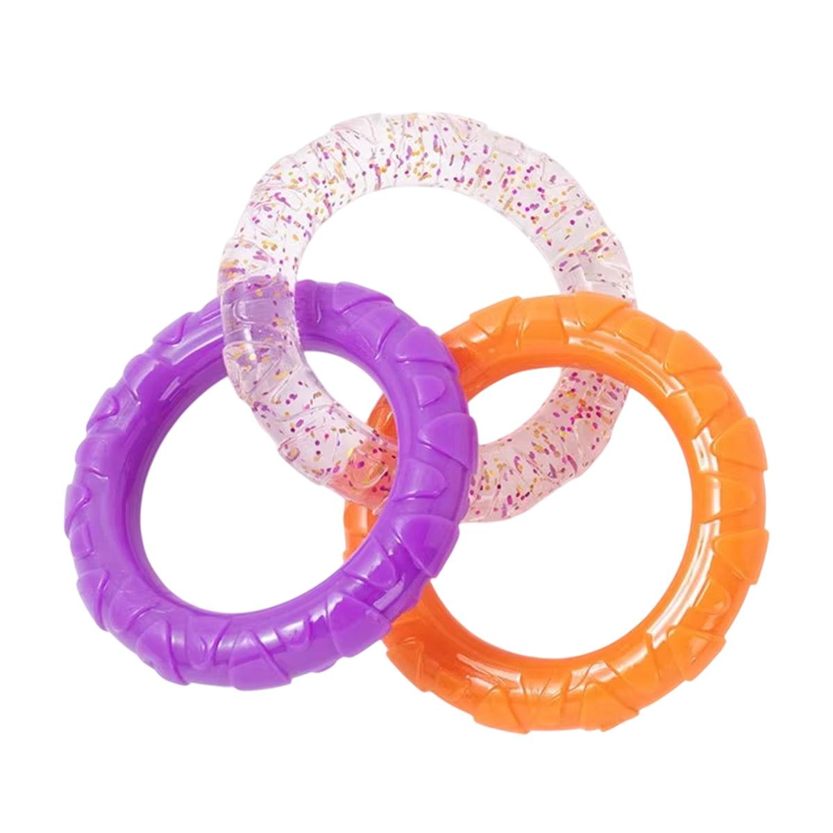 Interactive Dog Toys TRP Rubber Ring Teething Pet Rally Ring Chew Play Fetch - Green-Purple