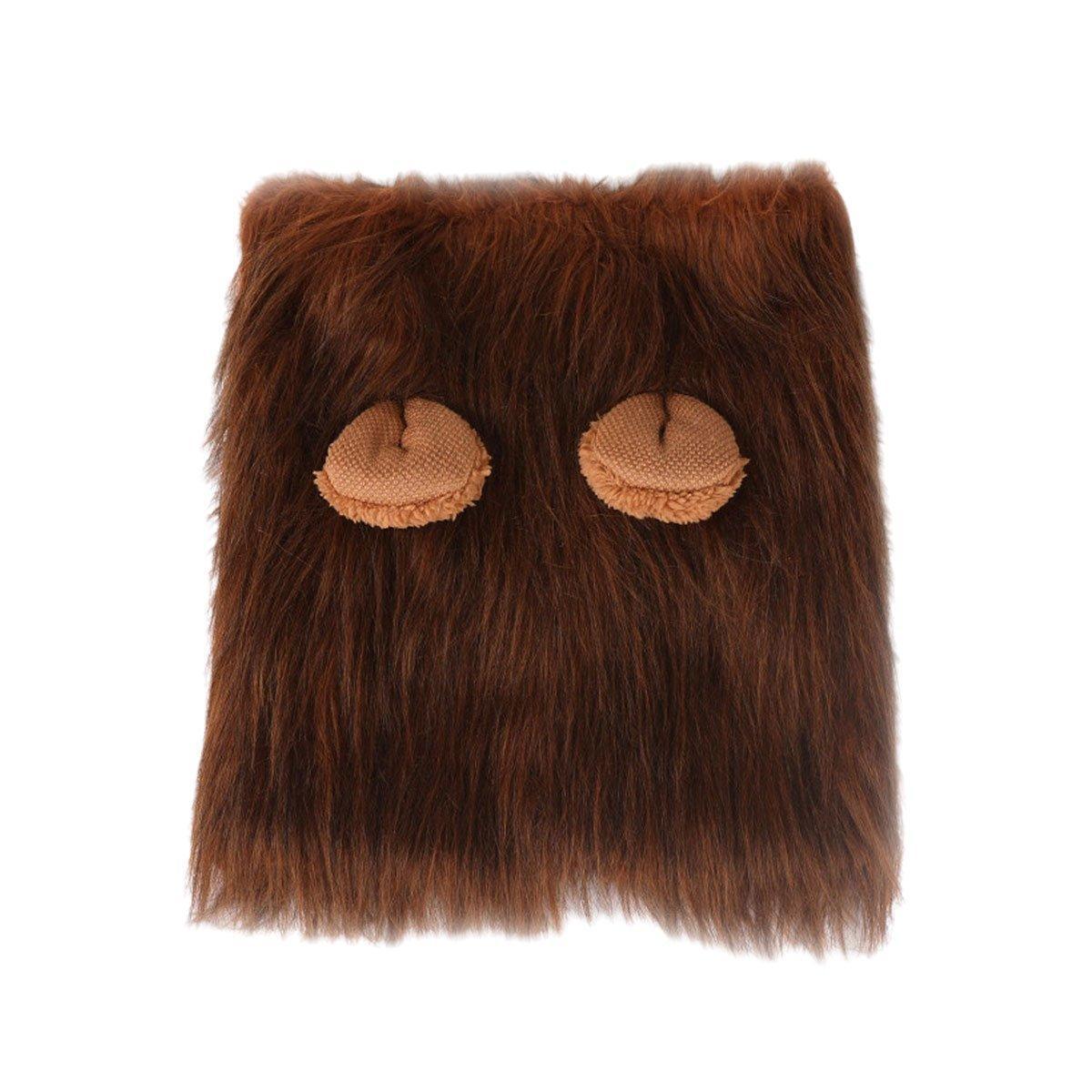 Lion Costume Mane Wig Large Dog Fancy Dress Up Party for Pet Halloween Clothes - Light Brown-S