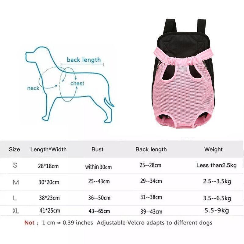 M Size Pet Carrier Dog Cat Puppy Front Back Backpack Shoulder Carry Sling Pouch Bag - Black