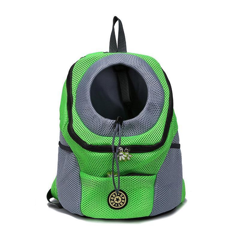 L Size Puppy Travel Mesh Pet Dog Carrier Backpack Front Travel Portable Shoulder Bag - Blue