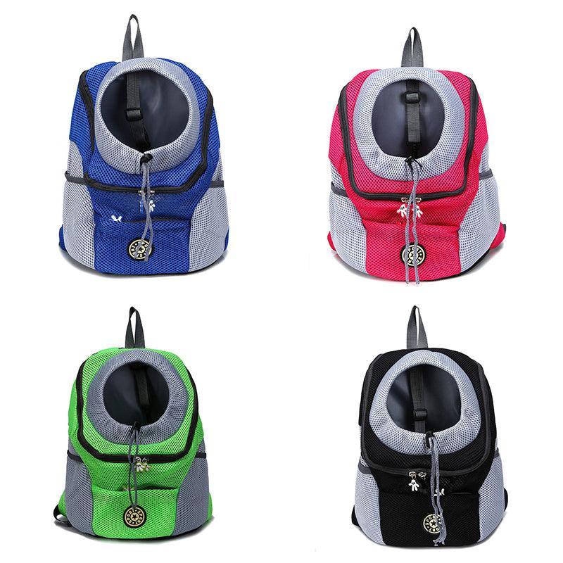 L Size Puppy Travel Mesh Pet Dog Carrier Backpack Front Travel Portable Shoulder Bag - Rose Red