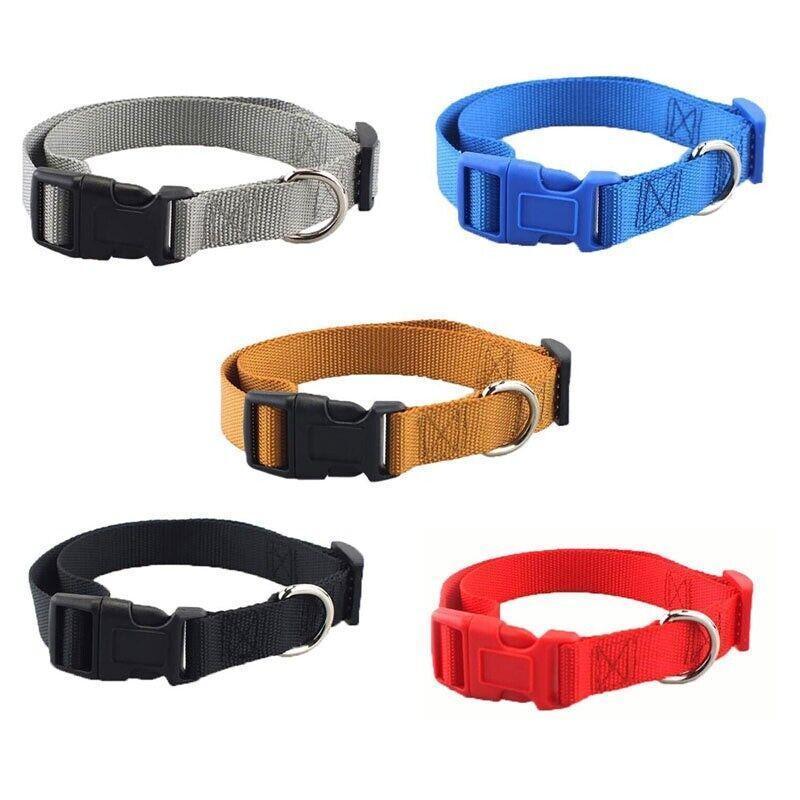 L Size Dog Puppy Pet Collar Adjustable Nylon Toy Large Pink Blue Red Black - Black