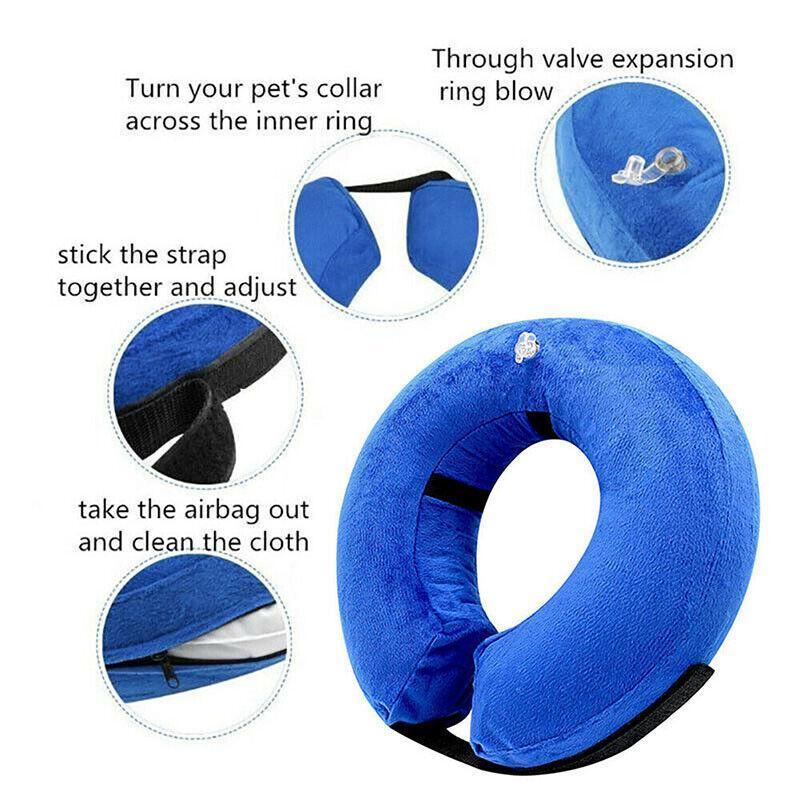 Blue Pet Dog Inflatable Soft Healing Collar Cone Wound Medical Cat Protective Jackets - L (40*40CM)