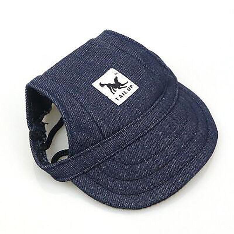 Dog Baseball Cap Outdoor Pet Sun Hat Summer Canvas Visor Puppy L - Denim Blue