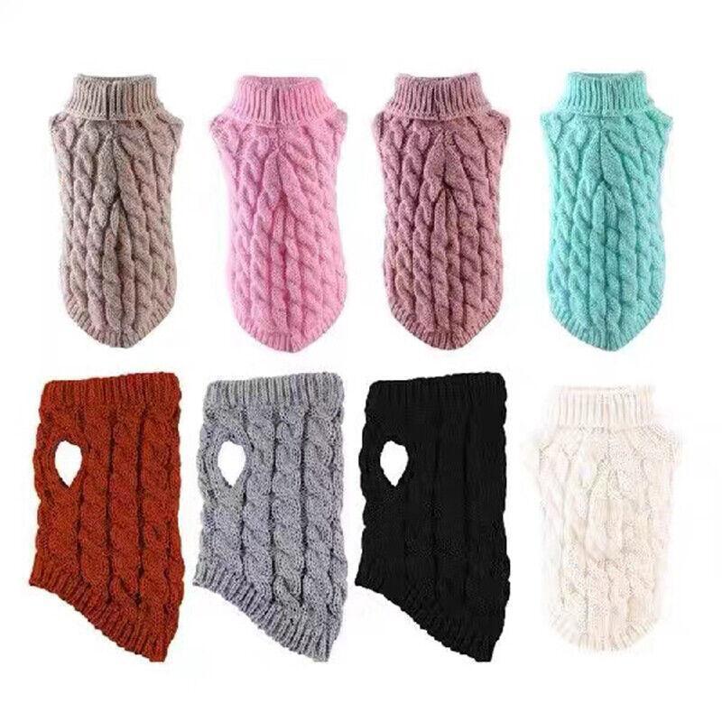 Puppy Dog Jumper Winter Warm Knitted Sweater Pet Clothes Small Dogs Coat Thermal L Size - Black