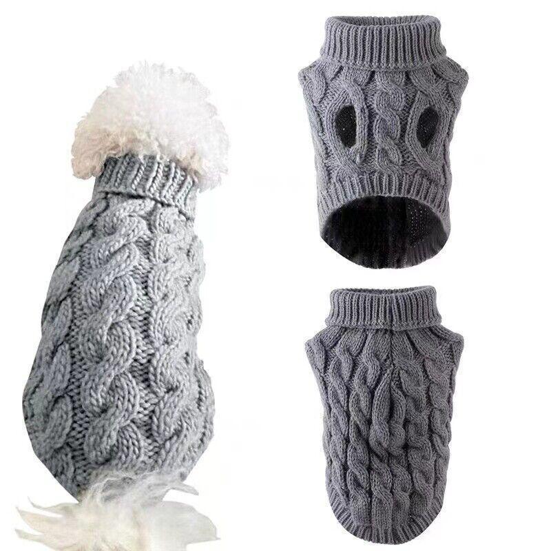 Puppy Dog Jumper Winter Warm Knitted Sweater Pet Clothes Small Dogs Coat Thermal M Size - Black