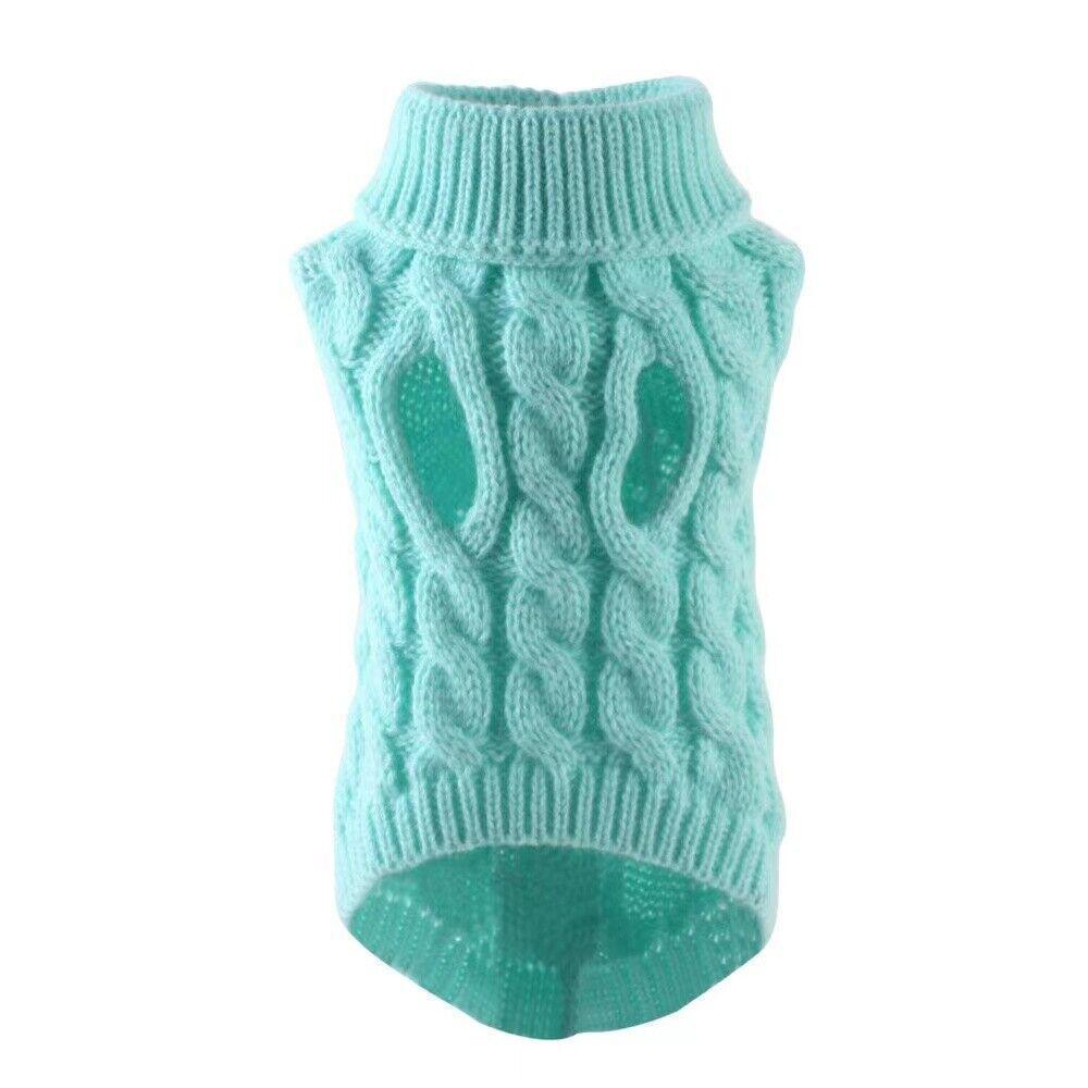 Puppy Dog Jumper Winter Warm Knitted Sweater Pet Clothes Small Dogs Coat Thermal S Size - Blue