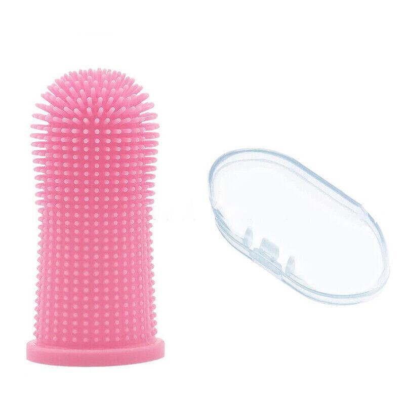 Dog Cat Super Soft Pet Finger Toothbrush Teeth Silicone Brush Care Cleaning - Clear