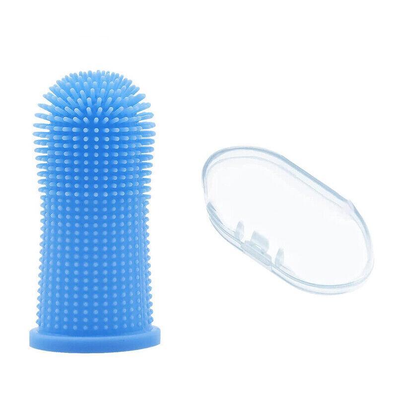 Dog Cat Super Soft Pet Finger Toothbrush Teeth Silicone Brush Care Cleaning - Yellow