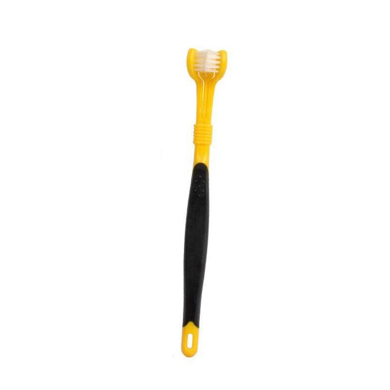 Three Sided Dog Toothbrush Pet Cat Teeth Cleaning Tool Oral Mouth Care Soft Bristle - Orange