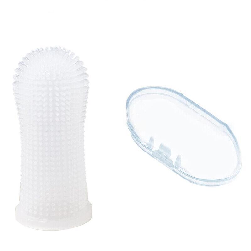 Dog Cat Super Soft Pet Finger Toothbrush Teeth Silicone Brush Care Cleaning - Blue
