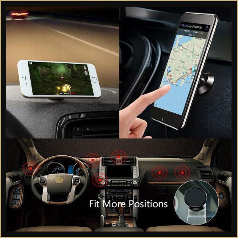 360-Degree Car Phone Holder Dashboard Mount Stand Cradle for Flat Surface - Silver