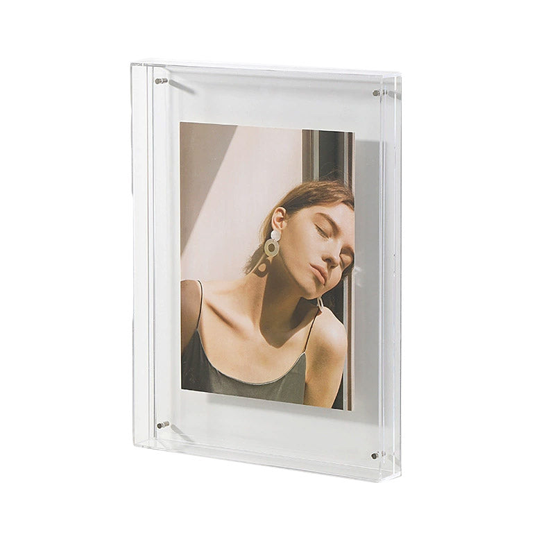Acrylic Photo Frame Double-Sided Clear Display with Screw Mount – 16x21cm - Grey