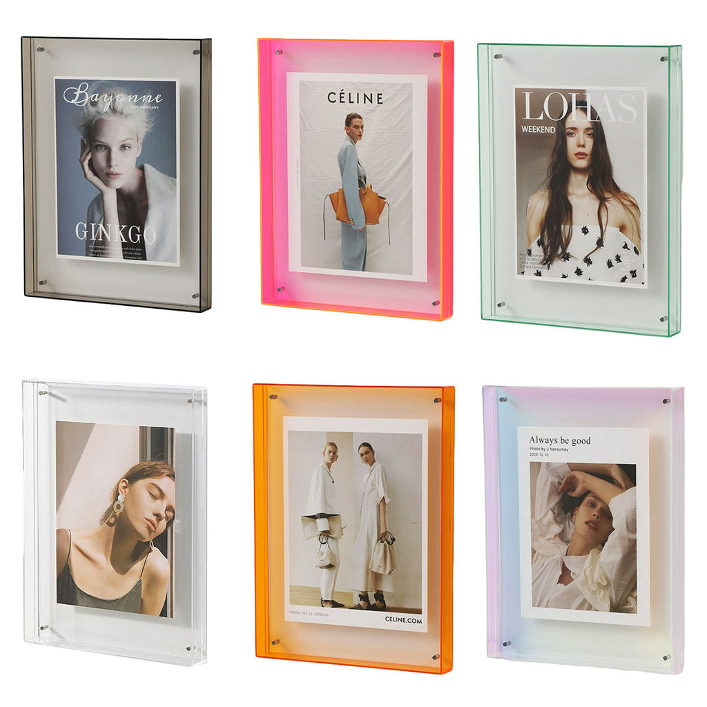 Acrylic Photo Frame Double-Sided Clear Display with Screw Mount – 16x21cm - Red