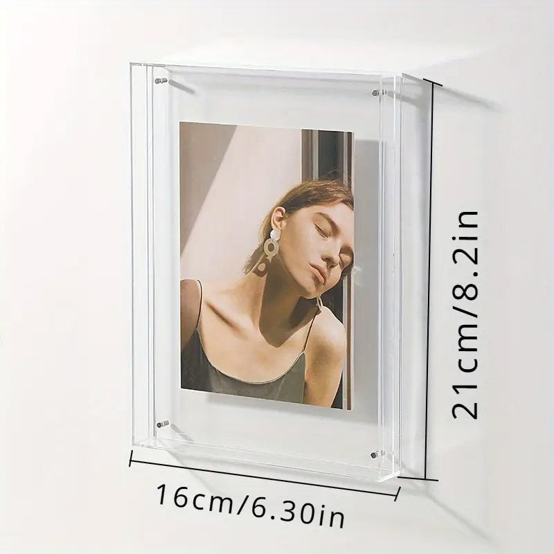 Acrylic Photo Frame Double-Sided Clear Display with Screw Mount – 16x21cm - Red