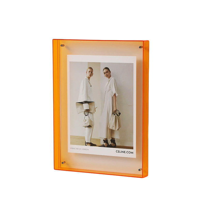 Acrylic Photo Frame Double-Sided Clear Display with Screw Mount – 16x21cm - Red