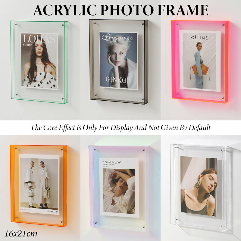 Acrylic Photo Frame Double-Sided Clear Display with Screw Mount – 16x21cm - Colorful
