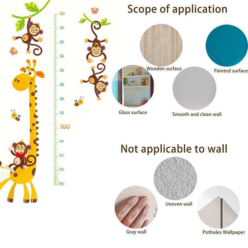 Removable Wall Height Chart Sticker Growth Measurement Ruler Decal for Wall Decor - H