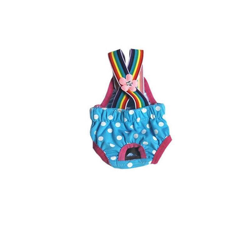 Female Pet Dog Cat Puppy Pant Menstrual Sanitary Nappy Diaper Wrap Underwear Blue - L