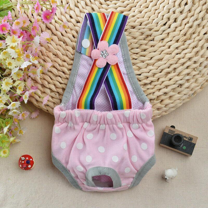 Female Pet Dog Cat Puppy Pant Menstrual Sanitary Nappy Diaper Wrap Underwear Pink - XS