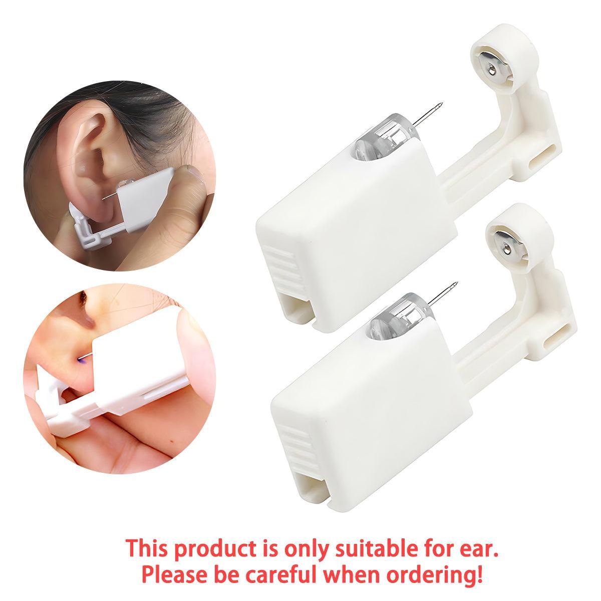 Disposable Sealed Ear Piercing Gun Kit Tool With 316L Stud Bone With Gem 1Pc - Black