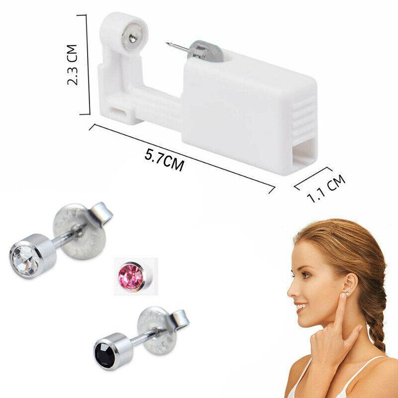 Disposable Sealed Ear Piercing Gun Kit Tool With 316L Stud Bone With Gem 1Pc - Pink