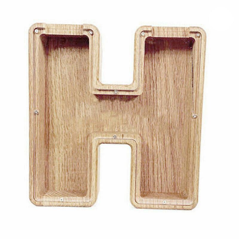 Wooden Piggy Bank Funny Letter or Guitar Coin Saving Money Box A–Z Gift Idea - X
