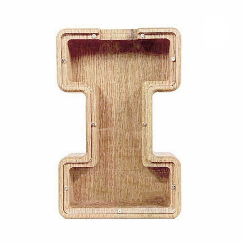 Wooden Piggy Bank Funny Letter or Guitar Coin Saving Money Box A–Z Gift Idea - A